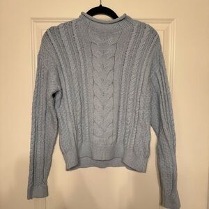 J Crew Cable Knit Sweater in Light Blue